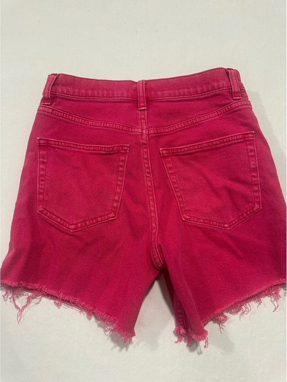 Faherty Sunwashed Denim Shorts Granita Hot Pink Raw Hem Size 25 - Picture 8 of 9